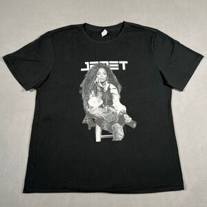 Janet‎ Jackson T Shirt Black Portrait Graphic Womens XL Rap Tee r&b Music Merch